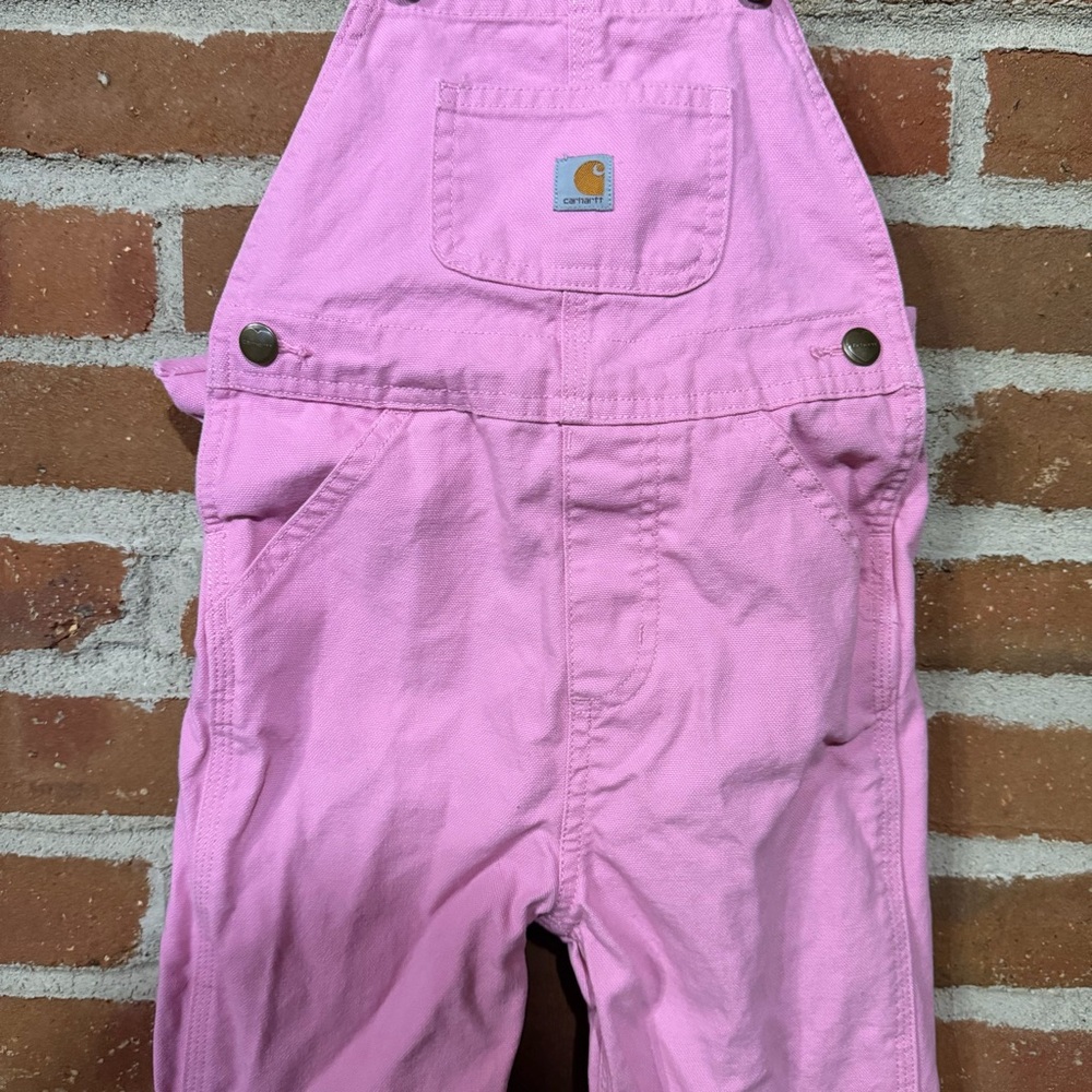 Carhartt Kids Pink Cotton Overalls with Front Pocket - Picture 4 of 12